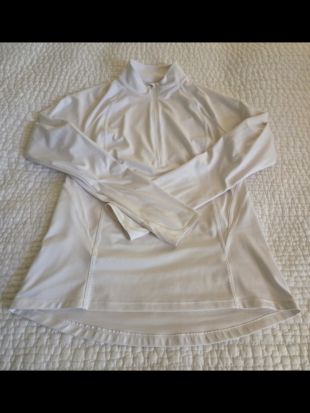 Athleta White Long-Sleeve Quarter-Zip Performance Top